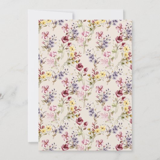 Boho rustieke wilde bloemen bruiloft kaart (Achterkant)