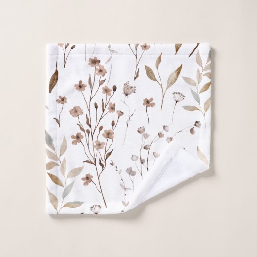 Boho rustique Aquarelle Brown automne Floral Botan (Gant de toilette)