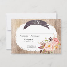 Boho rustique Aquarelle Fleurs Bois RSVP