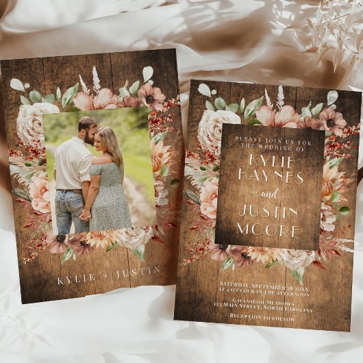 Boho Rustique Automne Automne Floral Faire-part de