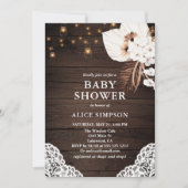 Boho Rustique Beige Floral Baby shower Invitation (Devant)
