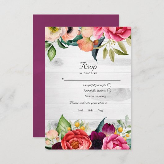 Boho rustique Bohème Floral Bohème Code QR RSVP Ma (Devant / Derrière)