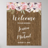 Boho Rustique Boho Mariage Floral Affiche de bienv (Devant)