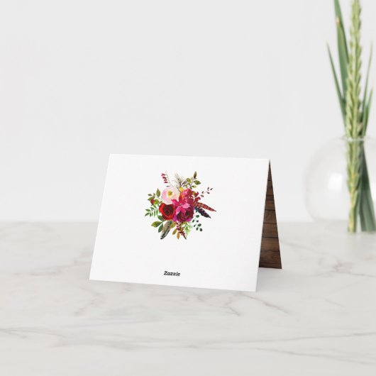 Boho Rustique bois floral merci note (Dos)