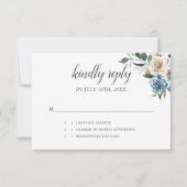 Boho Rustique Dusty Blue Flowers mariage RSVP (Devant)