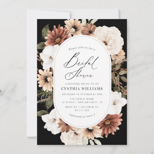 boho rustique fleurie invitation douche nuptiale (Devant)