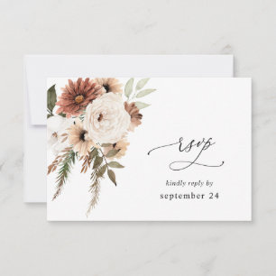Boho rustique neutre Floral w Repas RSVP