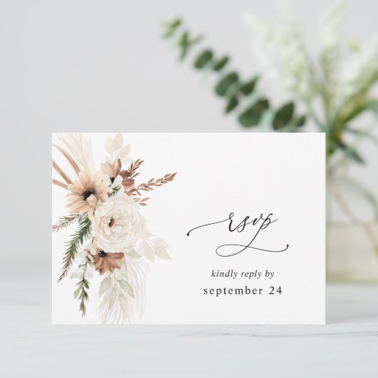 Boho rustique neutre Floral w Repas RSVP 2 (Debout devant)