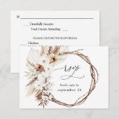Boho rustique neutre Floral w Repas RSVP 3 (Devant / Derrière)