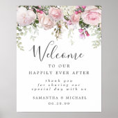 Boho Rustique rose blanc Floral Mariage Affiche de (Devant)