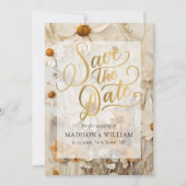 Boho rustique script floral Enregistrer la carte d (Devant)