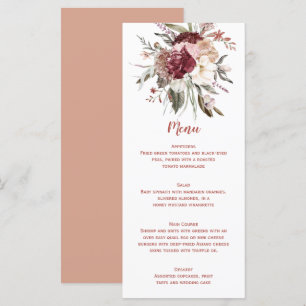 Boho Rustique Terracotta Peach Marsala Menu Mariag