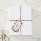 Boho Rustisch Bloemendesign Burgundy Bruiloftsfees Cadeaulabel (Met Touw)