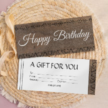 Boho rustische houten giftcard voucher