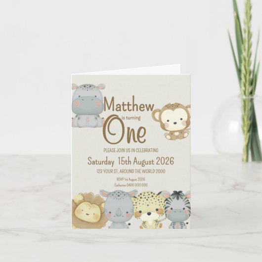 Boho Safari Anniversaire Invitation pliée (Devant)