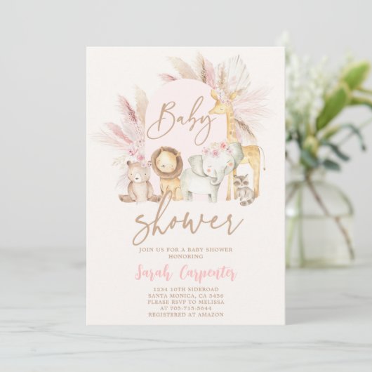 Boho Safari Baby shower Invitation fille (Debout devant)