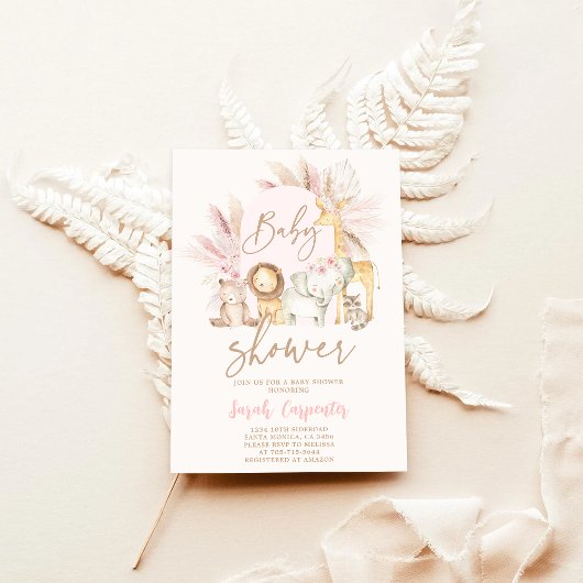 Boho Safari Baby shower Invitation fille