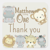 Boho Safari Birthday Square Sticker (Voorkant)