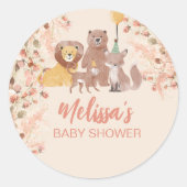 Boho Safari Blush Roze Pampas Gras Cupcake Topper Ronde Sticker (Voorkant)