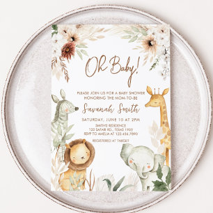 Boho Safari Dieren Baby shower Kaart