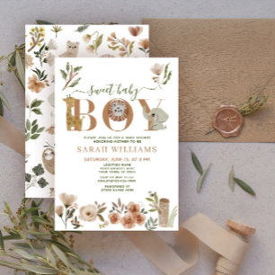 Boho Safari Dieren Zoete Baby Jongen Baby Shower Kaart