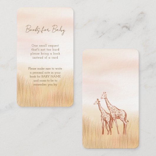 Boho Safari Giraffe Baby shower Boek Aanvraag Informatiekaartje (Voorkant / Achterkant)