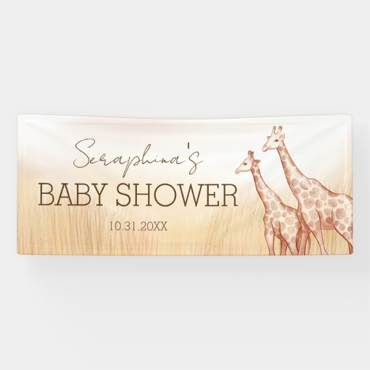 Boho Safari Giraffe Baby shower Spandoek (Horizontaal)
