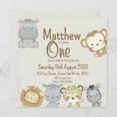 Boho Safari Invitation d'anniversaire (Devant / Derrière)