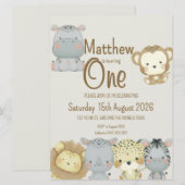 Boho Safari Invitation d'anniversaire (Devant / Derrière)