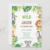 Boho Safari Oerwoud 1e Verjaardag Party Kaart (Voorkant)