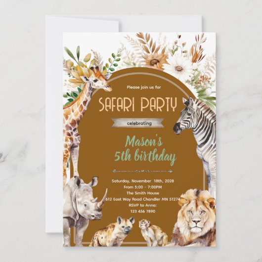 Boho safari party invitation (Devant)