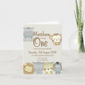 Boho Safari Verjaardag Gevouwen Uitnodiging