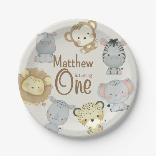 Boho Safari Verjaardagspapier Bord (Voorkant)