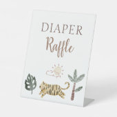 Boho Safari Waterverf Baby shower Luier Raffle Reclamebord Met Voetstuk (Voorkant)