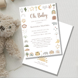 Boho Safari Waterverf Oh Baby shower Kaart