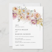 Boho Sage Blush Rose Floral Faire-part de mariage (Devant)