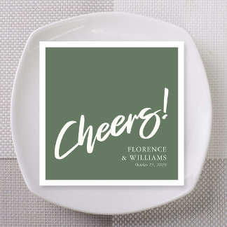 Boho Sage Borstellettering Proost Trouwdag Servet