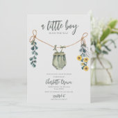 Boho & Sage Boy Baby shower Uitnodiging (Staand voorkant)