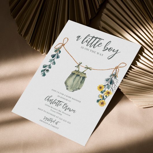 Boho & Sage Boy Baby shower Uitnodiging