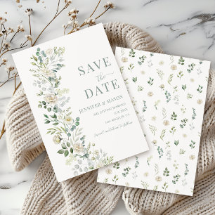 Boho Sage Eucalyptus Bloemkrans Save The Date Kaart