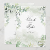 Boho Sage Floral Elegante Huwelijksuitnodiging Kaart (Voorkant / Achterkant)