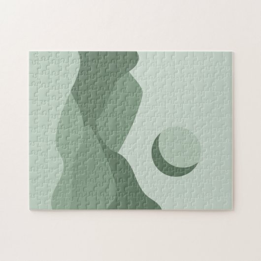 Boho Sage Green Abstract Landscape Mountains and S Legpuzzel (Horizontaal)