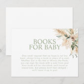 Boho Sage Green Baby shower Book Request Notitiekaartje (Voorkant / Achterkant)
