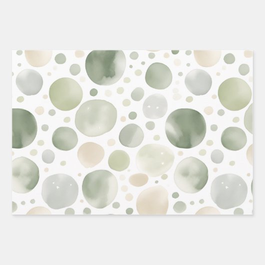 Boho Sage Green Beige Waterverf Abstract Inpakpapier Vel (Voorkant 3)