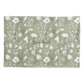 Boho Sage Green Botanical Personalized Floral Kussensloop (Achterkant)