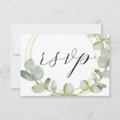 Boho Sage Green Eucalyptus & Gold Wedding RSVP (Devant)