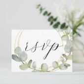 Boho Sage Green Eucalyptus & Gold Wedding RSVP (Debout devant)