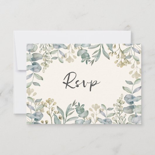 Boho Sage Green Eucalyptus Wedding RSVP (Devant)
