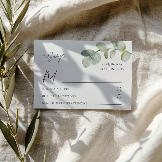 Boho Sage Green Eucalyptus Wedding RSVP