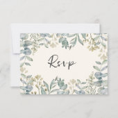 Boho Sage Green Eucalyptus Wedding RSVP Kaartje (Voorkant)